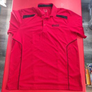 Coca-Cola short sleeve 1/4 button up red polo shirt men's size XL